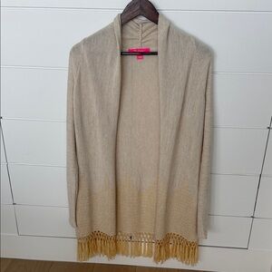 Lilly Pulitzer Beige Cardigan with Fringe